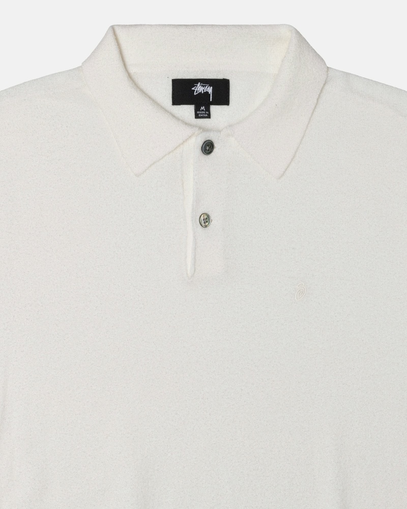 Beige Stussy Textured Ss Polo Men's Sweaters | TDR-305271