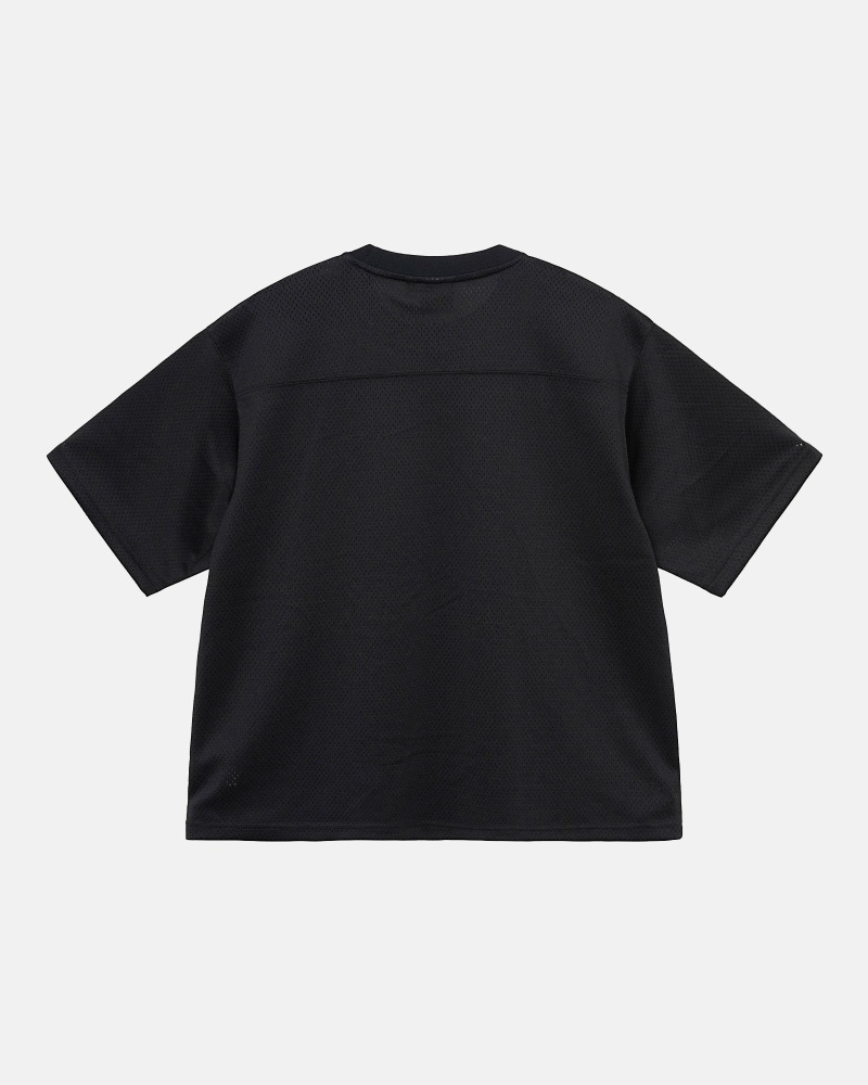 Black Stussy 4X4 Mesh Football Jersey Men's T Shirts | BDL-956218