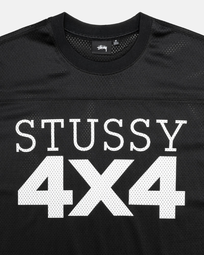 Black Stussy 4X4 Mesh Football Jersey Men's T Shirts | BDL-956218