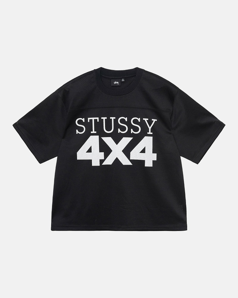 Black Stussy 4X4 Mesh Football Jersey Men\'s T Shirts | BDL-956218