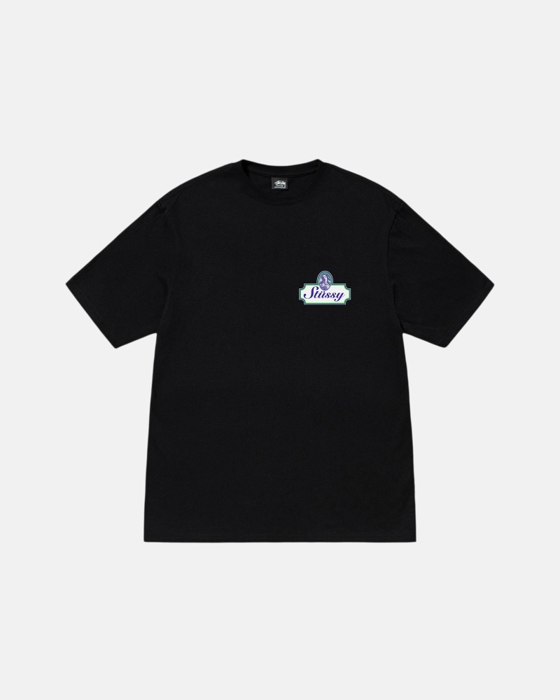 Black Stussy Authentic Men's T Shirts | TYM-058617