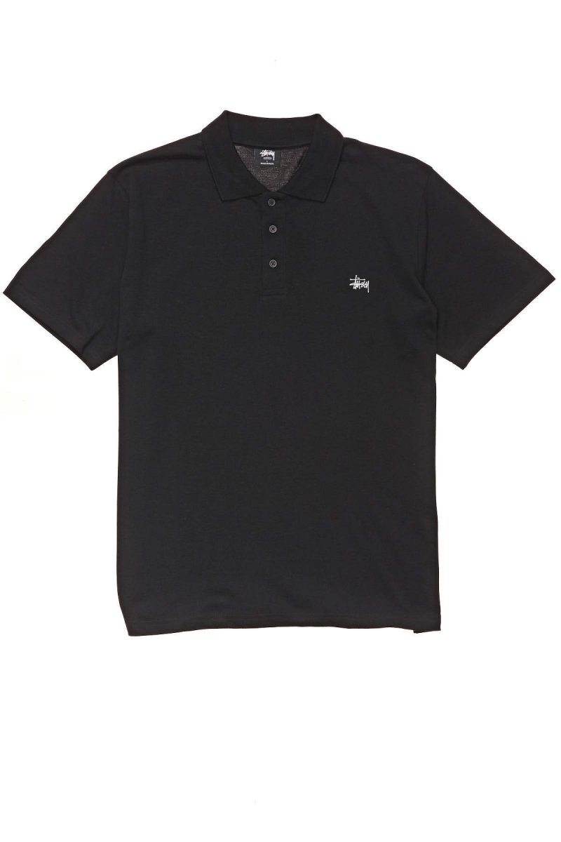 Black Stussy Authentic SS Polo Men\'s Shirts | ZCG-108927