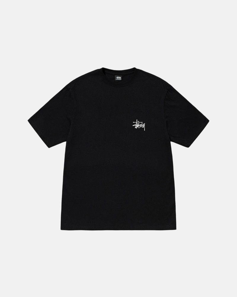 Black Stussy Basic Men's T Shirts | ZTB-150739