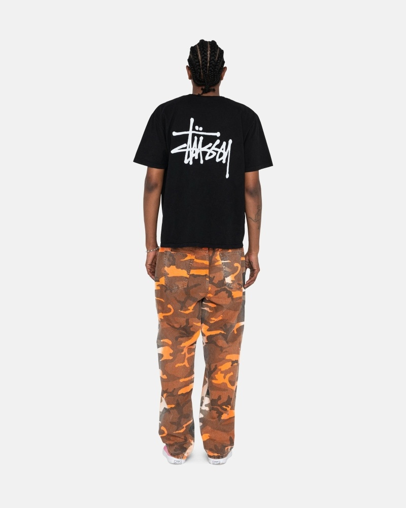 Black Stussy Basic Men's T Shirts | ZTB-150739