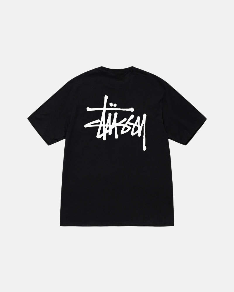 Black Stussy Basic Men\'s T Shirts | ZTB-150739