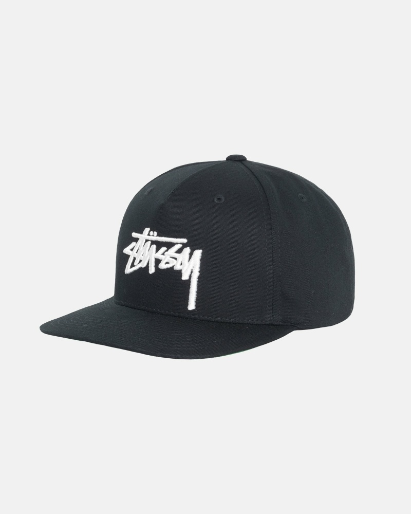 Black Stussy Big Stock Point Crown Men's Caps | HXN-501492