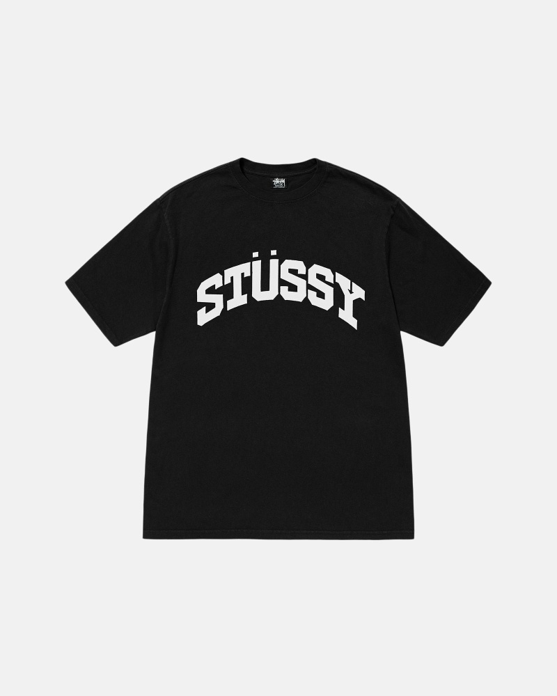 Black Stussy Block Sport Pigment Dyed Men\'s T Shirts | HVF-107642