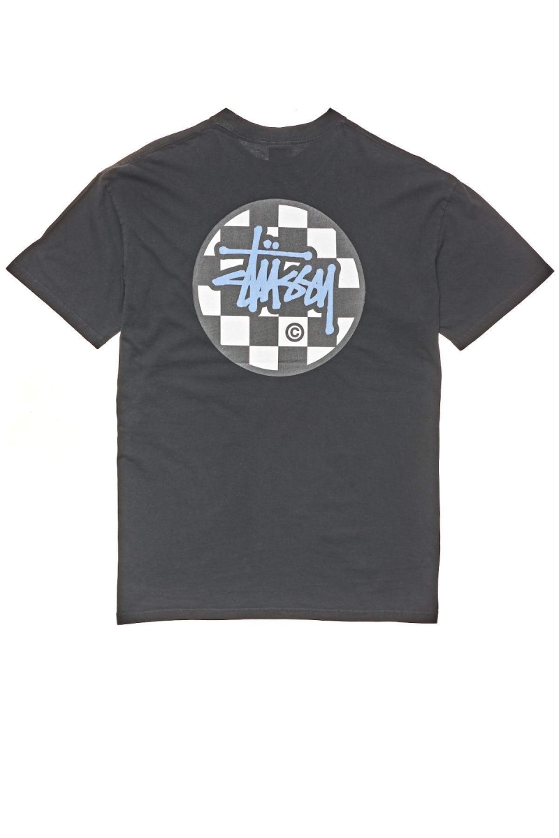 Black Stussy Chequer Dot SS Men's T Shirts | QTN-904827