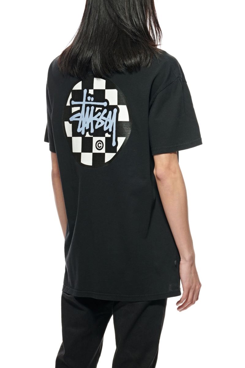 Black Stussy Chequer Dot SS Men's T Shirts | QTN-904827