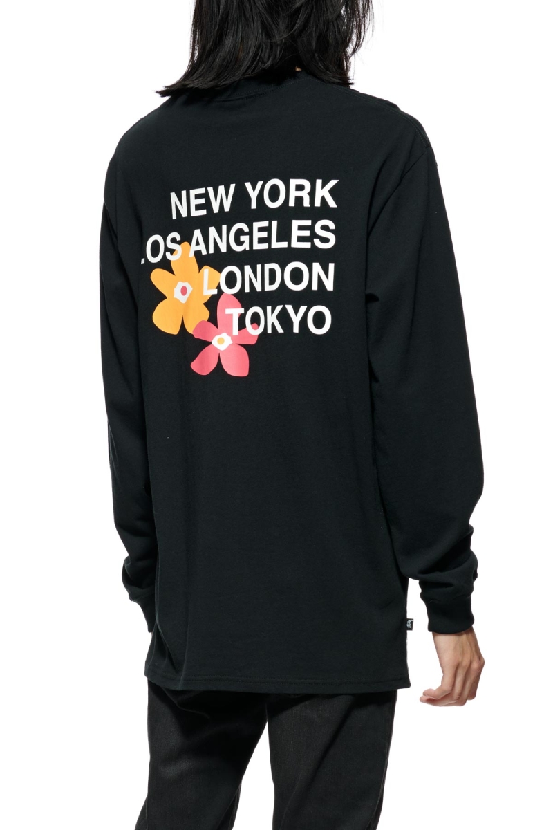 Black Stussy City Flowers Men's Sweatshirts | JKS-324986