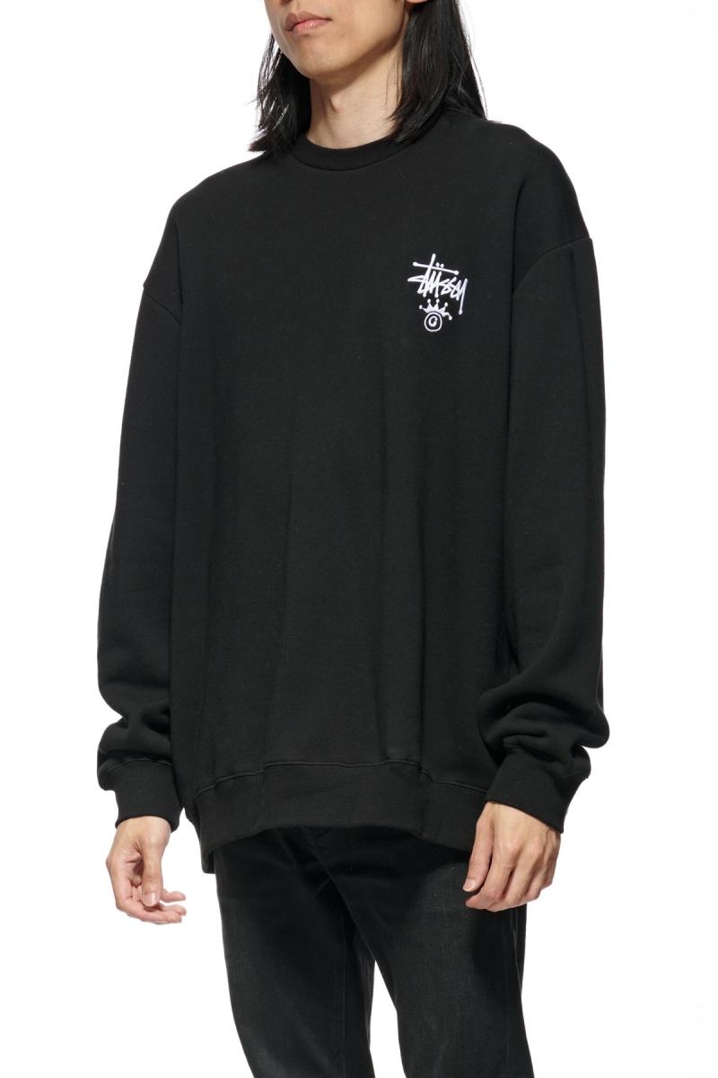 Black Stussy Copyright Crown Crew Men's Sweaters | VAR-891375