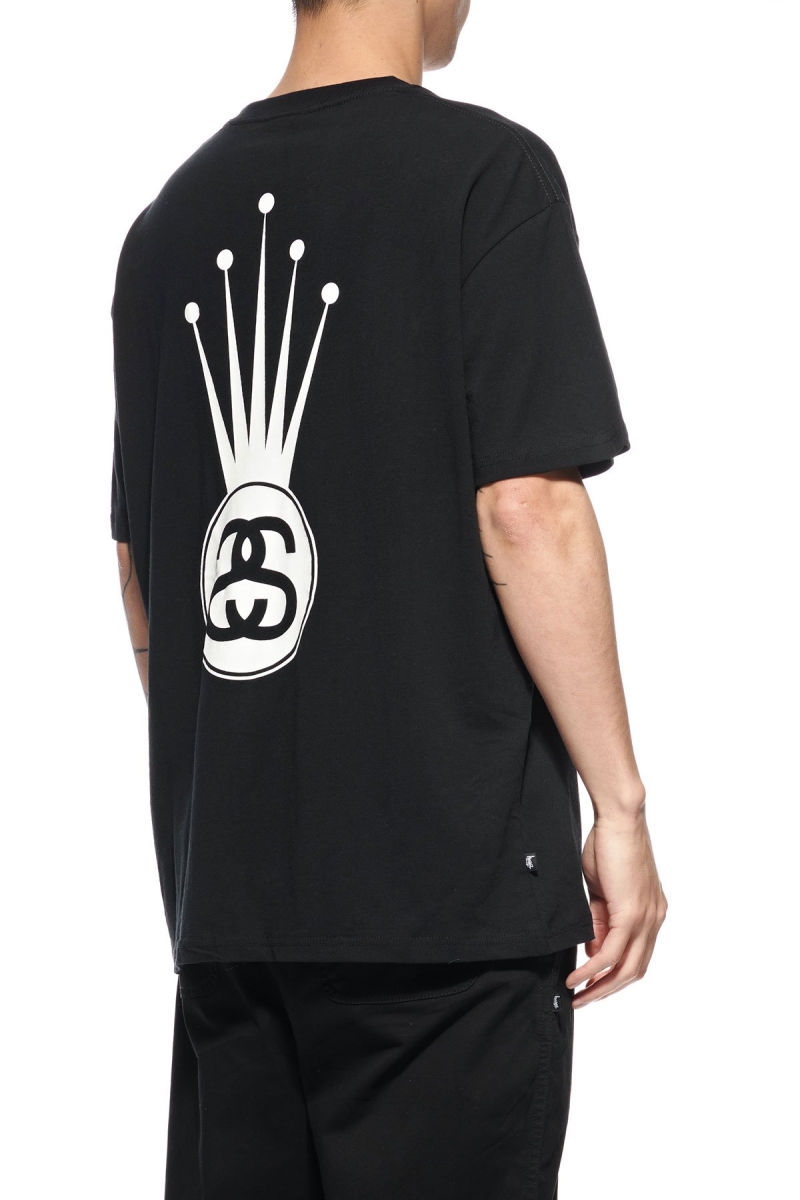 Black Stussy Crown Link SS Men's T Shirts | RGD-749321