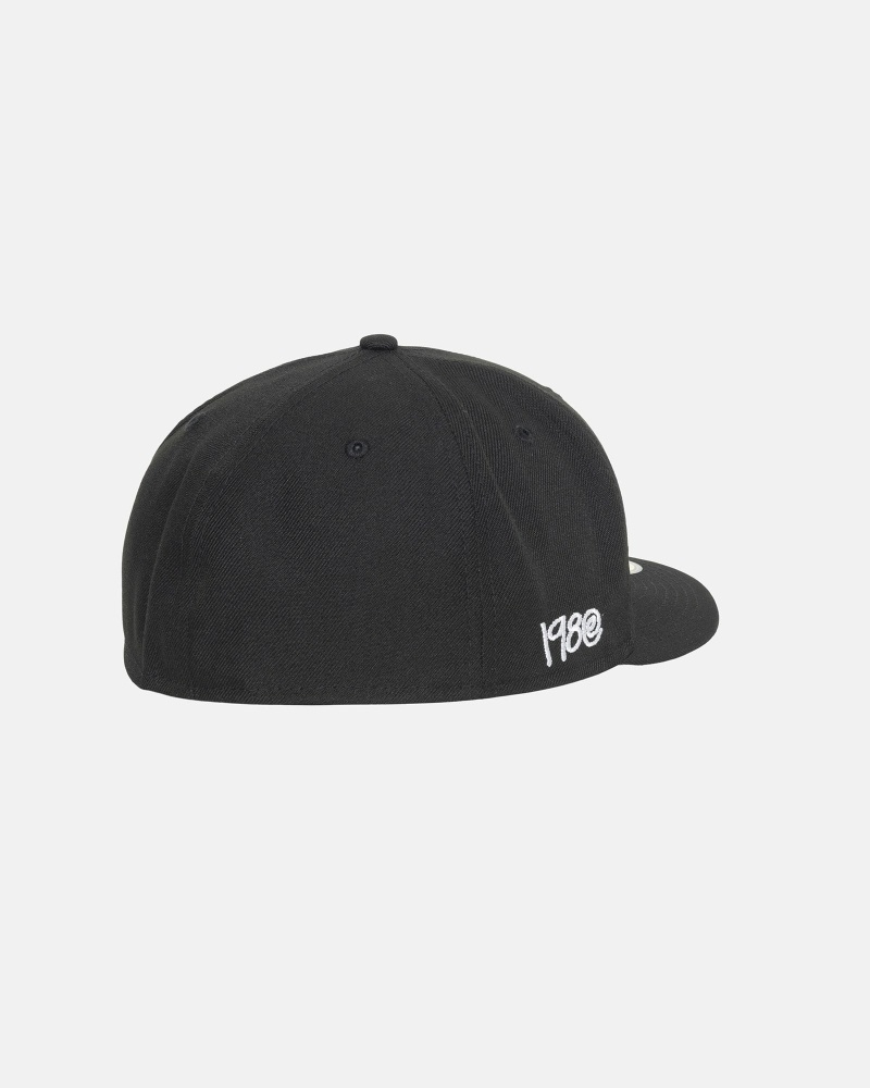 Black Stussy Curly S 59Fifty New Era Men's Caps | YGA-573062