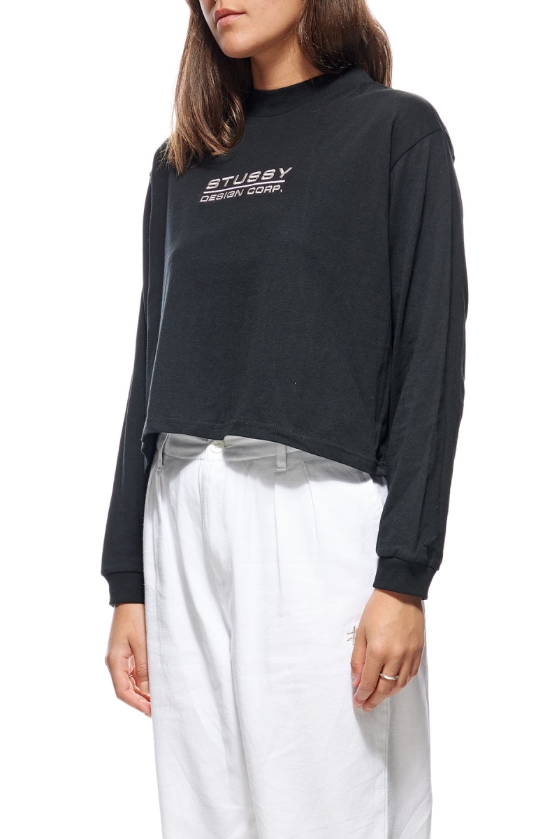 Black Stussy Design Corp. Mock Neck LS Women's Sweatshirts | MQF-346205