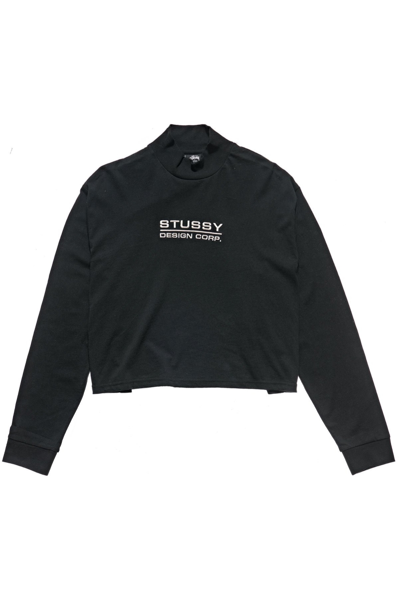 Black Stussy Design Corp. Mock Neck LS Women\'s Sweatshirts | MQF-346205