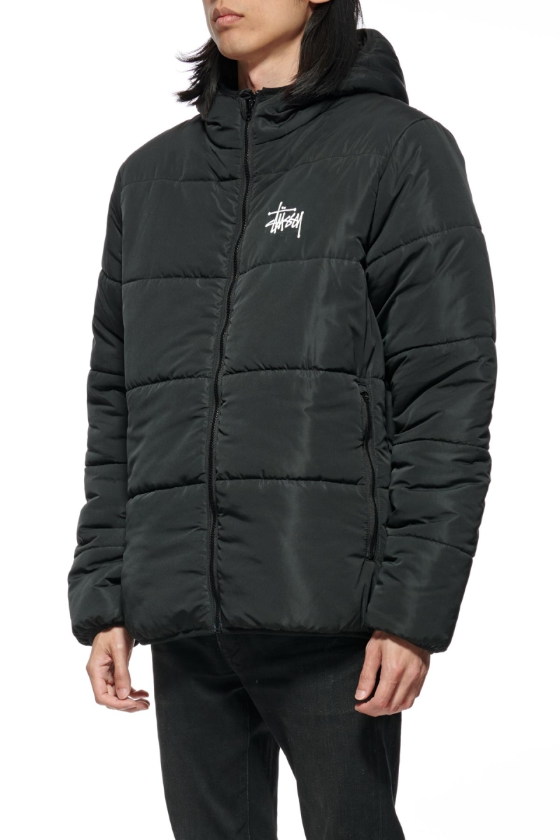 Black Stussy Graffiti Lightweight Puffa Men's Jackets | RGI-165340