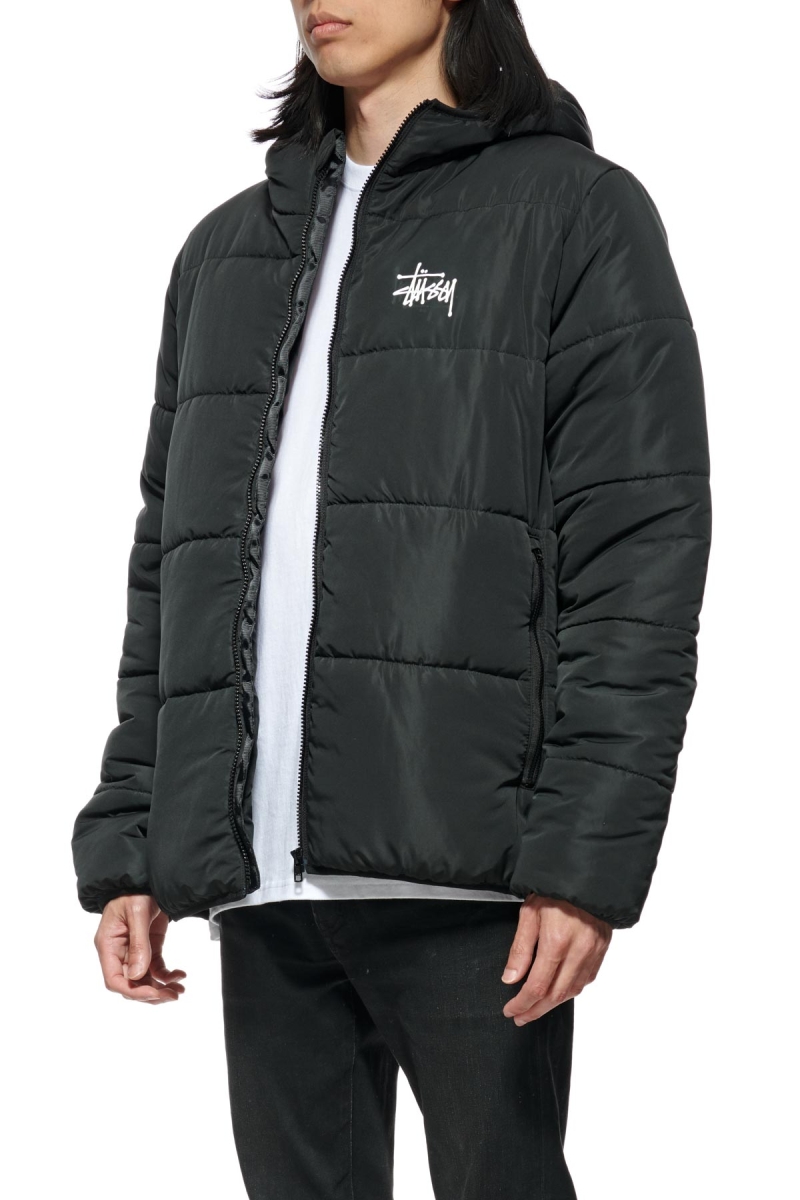 Black Stussy Graffiti Lightweight Puffa Men's Jackets | RGI-165340