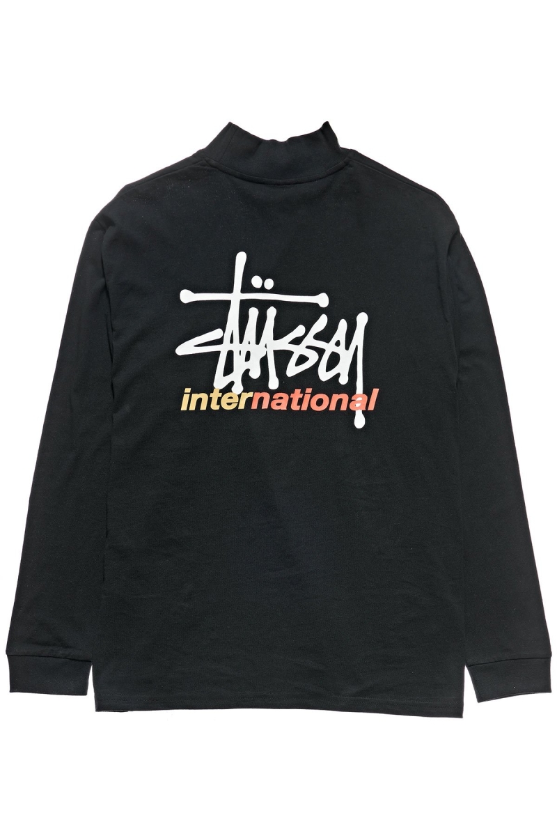 Black Stussy Graffiti Mock Neck LS OS Women's Sweatshirts | GXR-206495