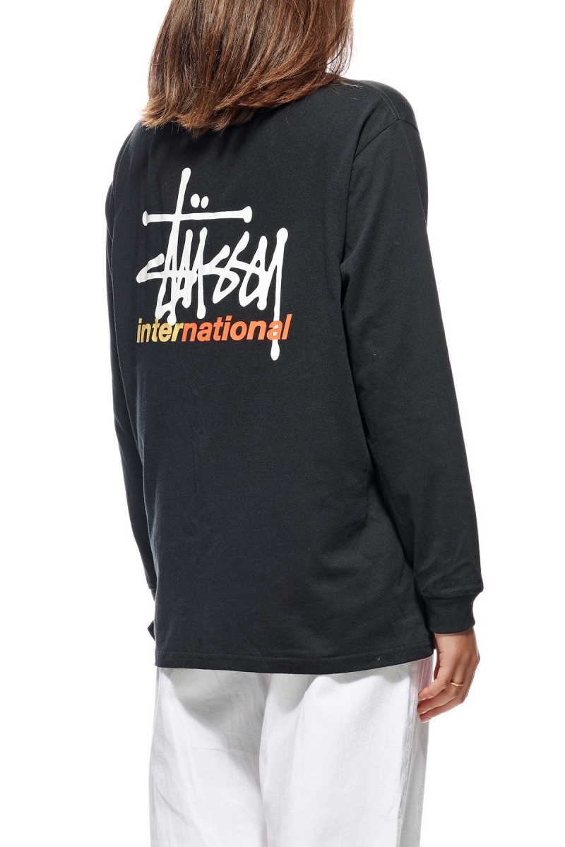 Black Stussy Graffiti Mock Neck LS OS Women's Sweatshirts | GXR-206495