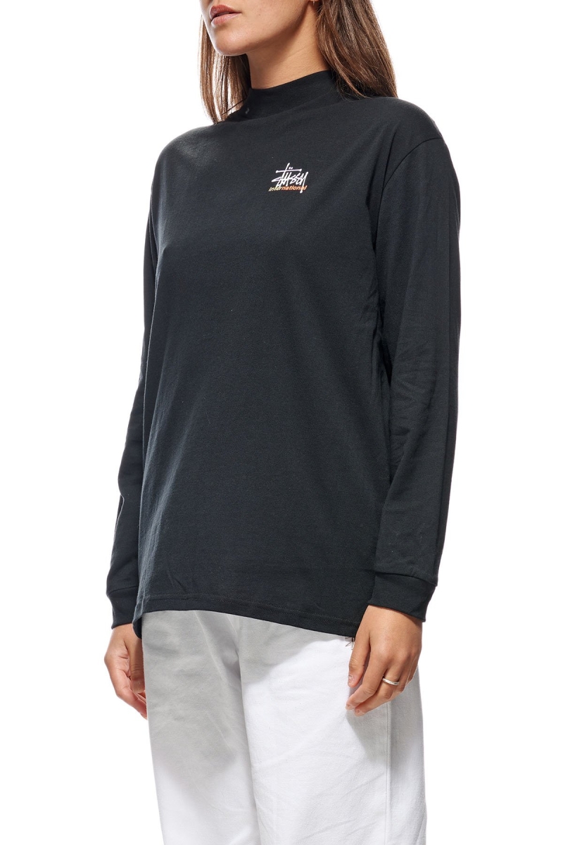 Black Stussy Graffiti Mock Neck LS OS Women's Sweatshirts | GXR-206495