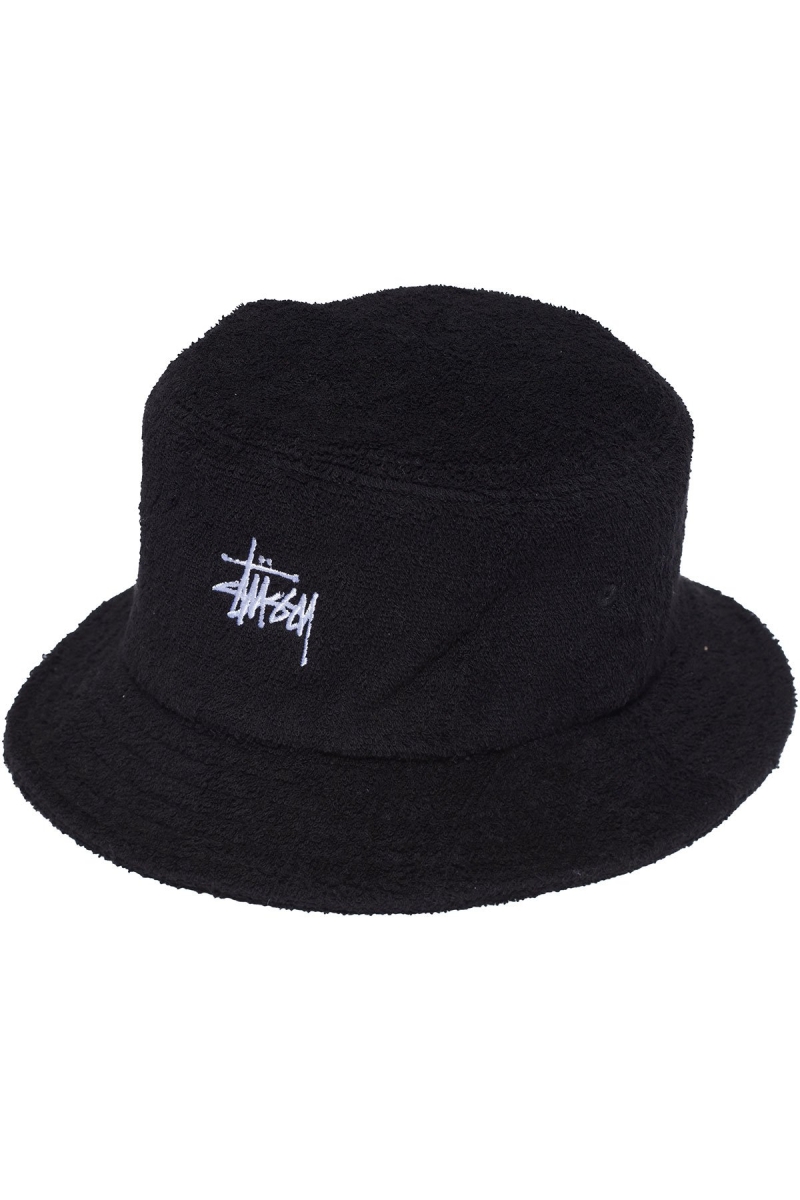 Black Stussy Graffiti Terry Bucket Men\'s Hats | MGT-574102