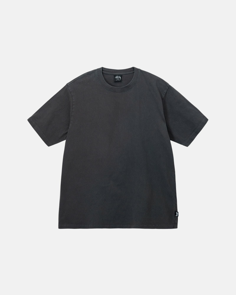 Black Stussy Heavyweight Pigment Dyed Crew Men\'s T Shirts | VTG-502168