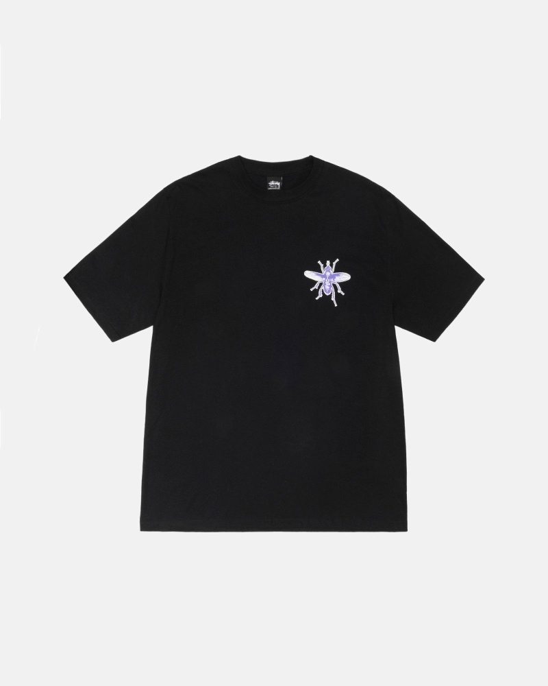 Black Stussy Housefly Men's T Shirts | BVQ-540816