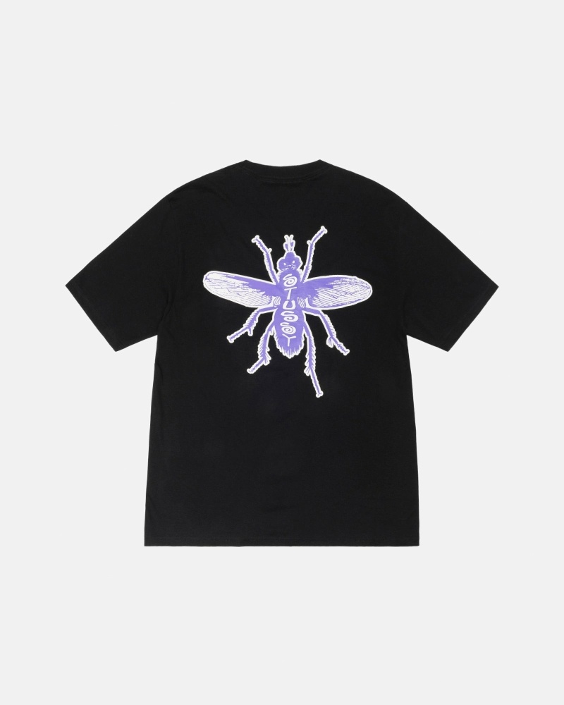 Black Stussy Housefly Men\'s T Shirts | BVQ-540816