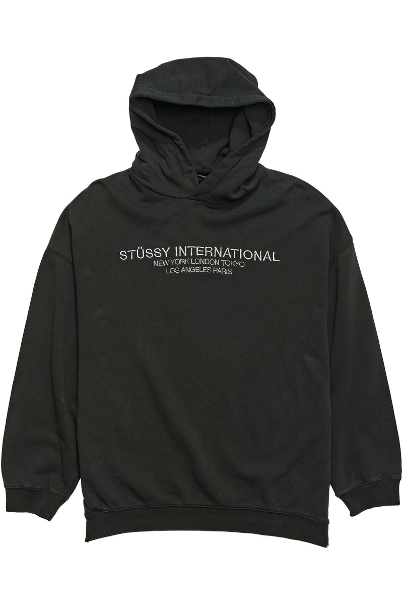 Black Stussy INT. Embroidered Women\'s Hoodies | LQT-096378