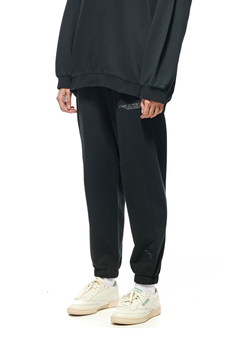 Black Stussy INT. Embroidered Women's Track Pants | HWP-156089