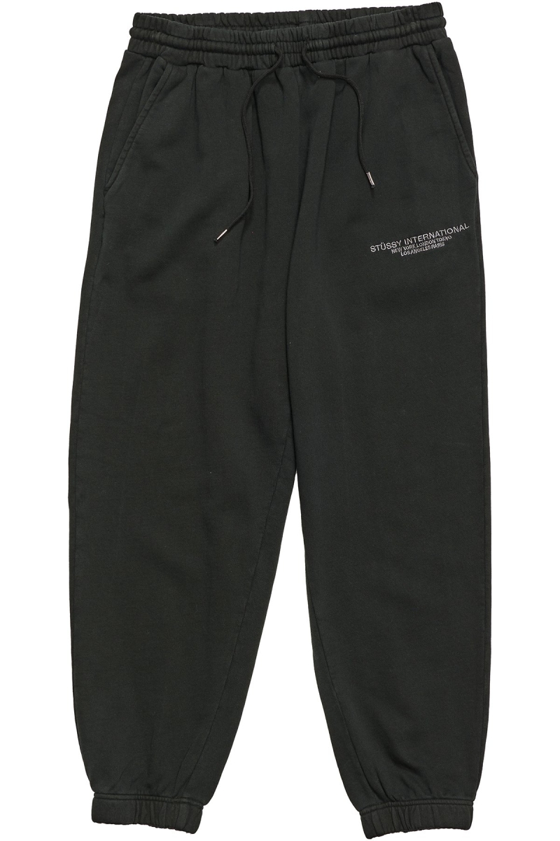 Black Stussy INT. Embroidered Women\'s Track Pants | HWP-156089
