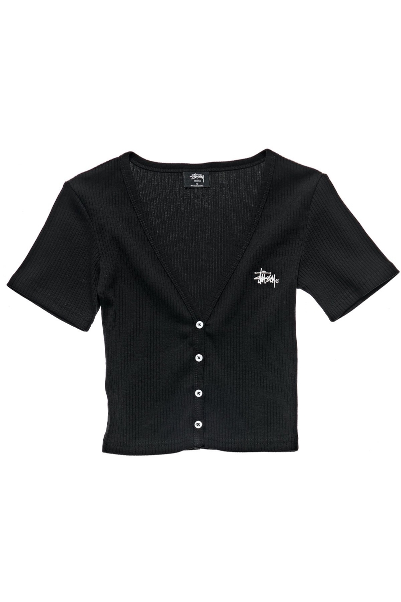 Black Stussy Margot Button Up Women\'s Sweatshirts | USK-829534
