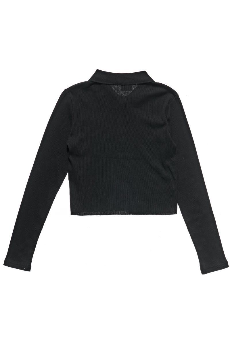 Black Stussy Markham Rib LS Shirt Women's Sweatshirts | CGN-713548