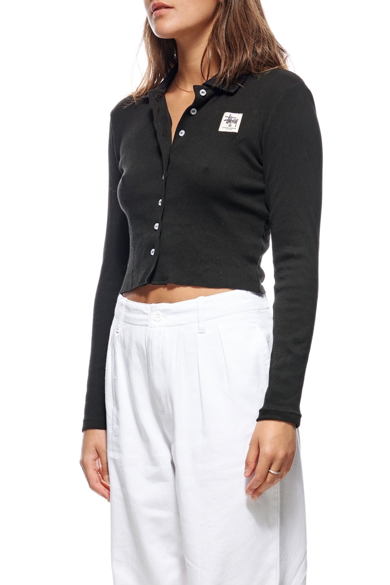 Black Stussy Markham Rib LS Shirt Women's Sweatshirts | CGN-713548