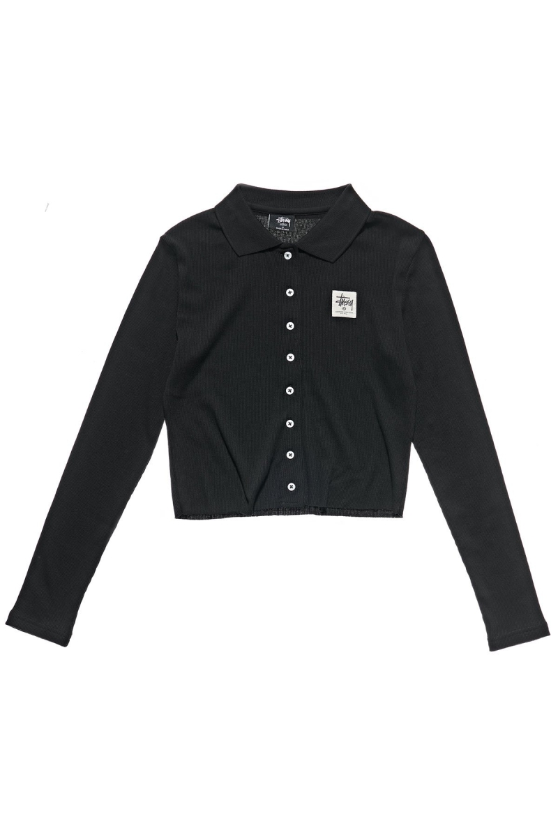 Black Stussy Markham Rib LS Shirt Women\'s Sweatshirts | CGN-713548