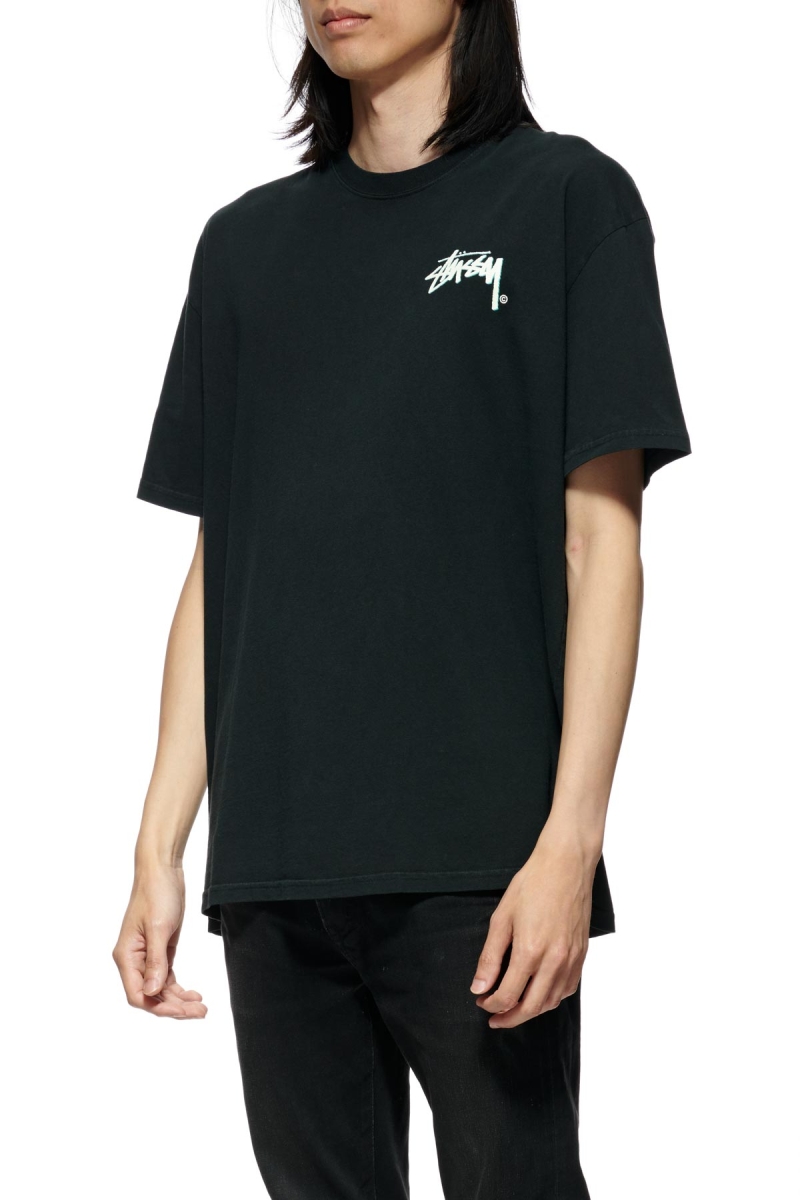 Black Stussy Shadow Stock SS Men's T Shirts | NPB-142895