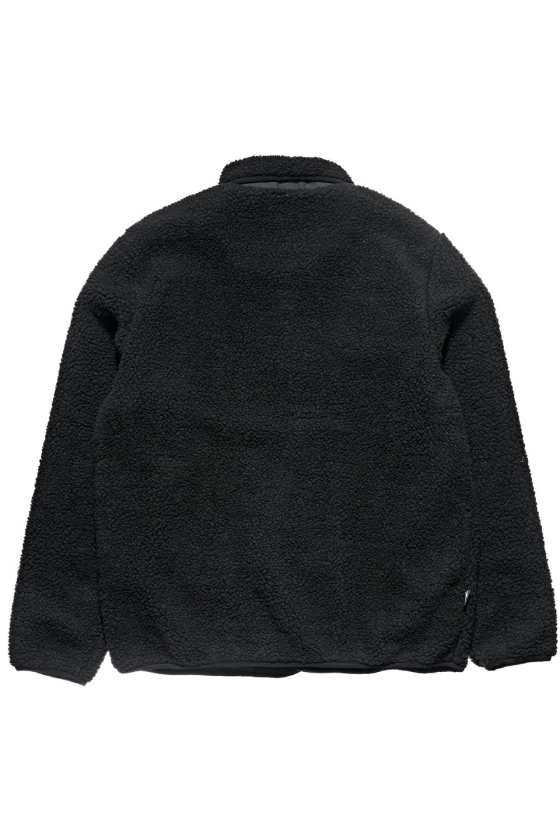 Black Stussy Sherpa Button Down Men's Jackets | KAP-608734