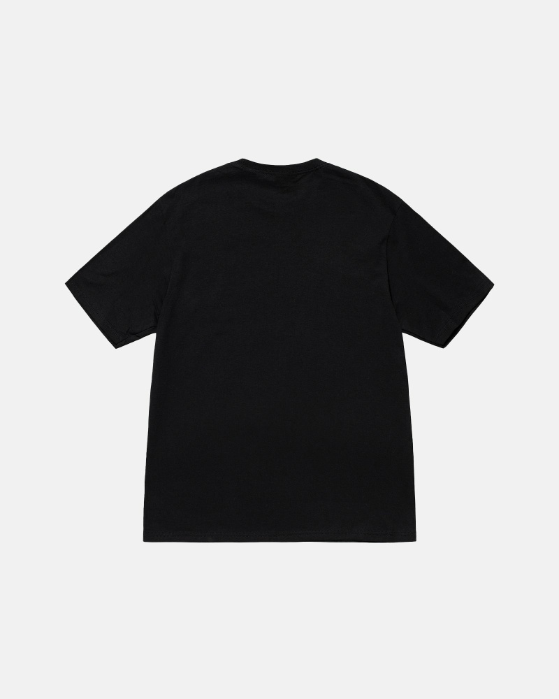 Black Stussy Stamp Men's T Shirts | HZI-576401