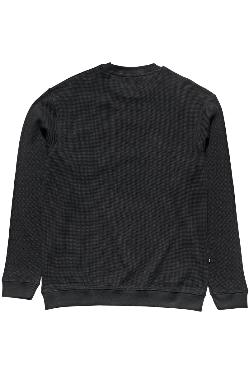 Black Stussy Workwear Waffle Crew Men's Sweaters | DPK-964827