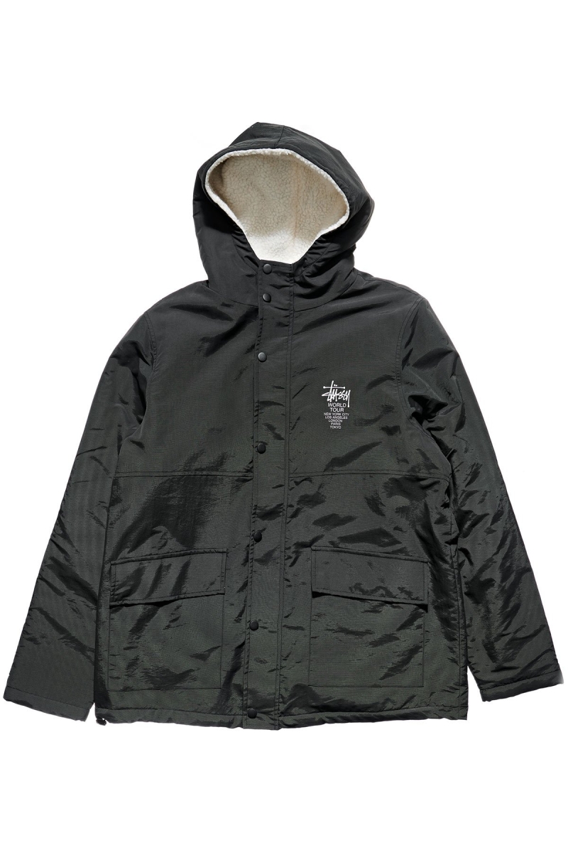 Black Stussy World Tour Reversible Men\'s Jackets | RAM-642571