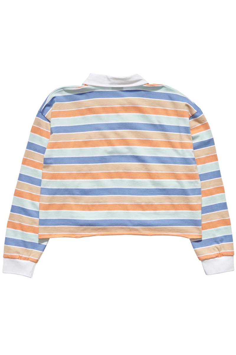 Blue Stussy Anders Stripe Rugby Women's Sweatshirts | JAV-018293