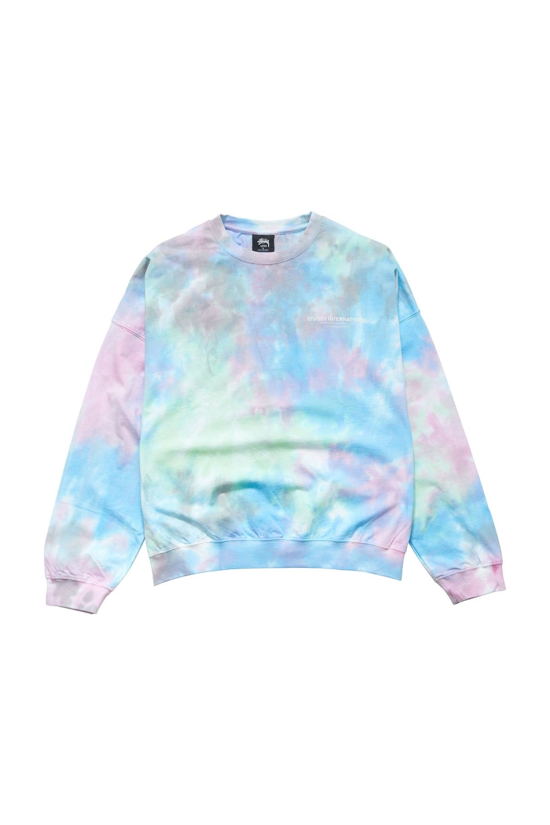 Blue Stussy Breeze Tie Dye Crew Women\'s Sportswear | AJQ-824761