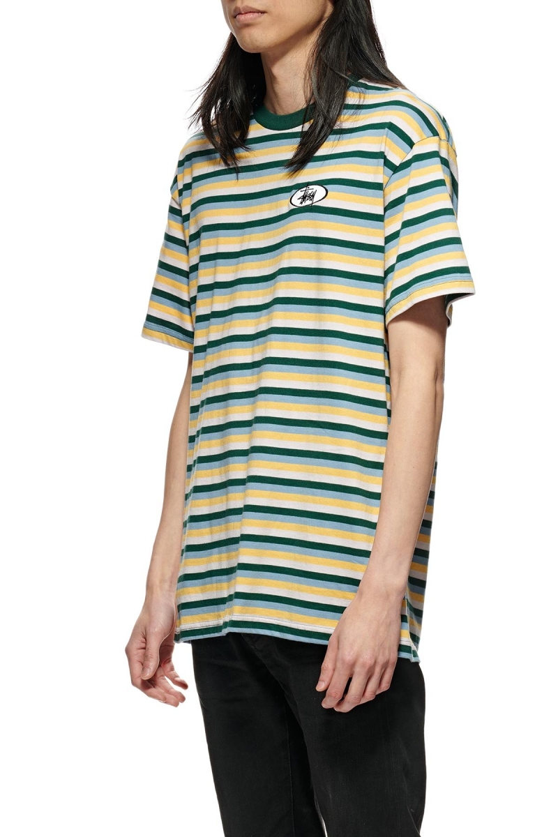 Blue Stussy Classic Stripe SS Men's T Shirts | KGY-368271