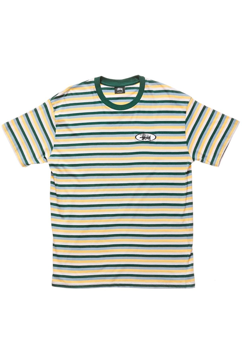 Blue Stussy Classic Stripe SS Men\'s T Shirts | KGY-368271