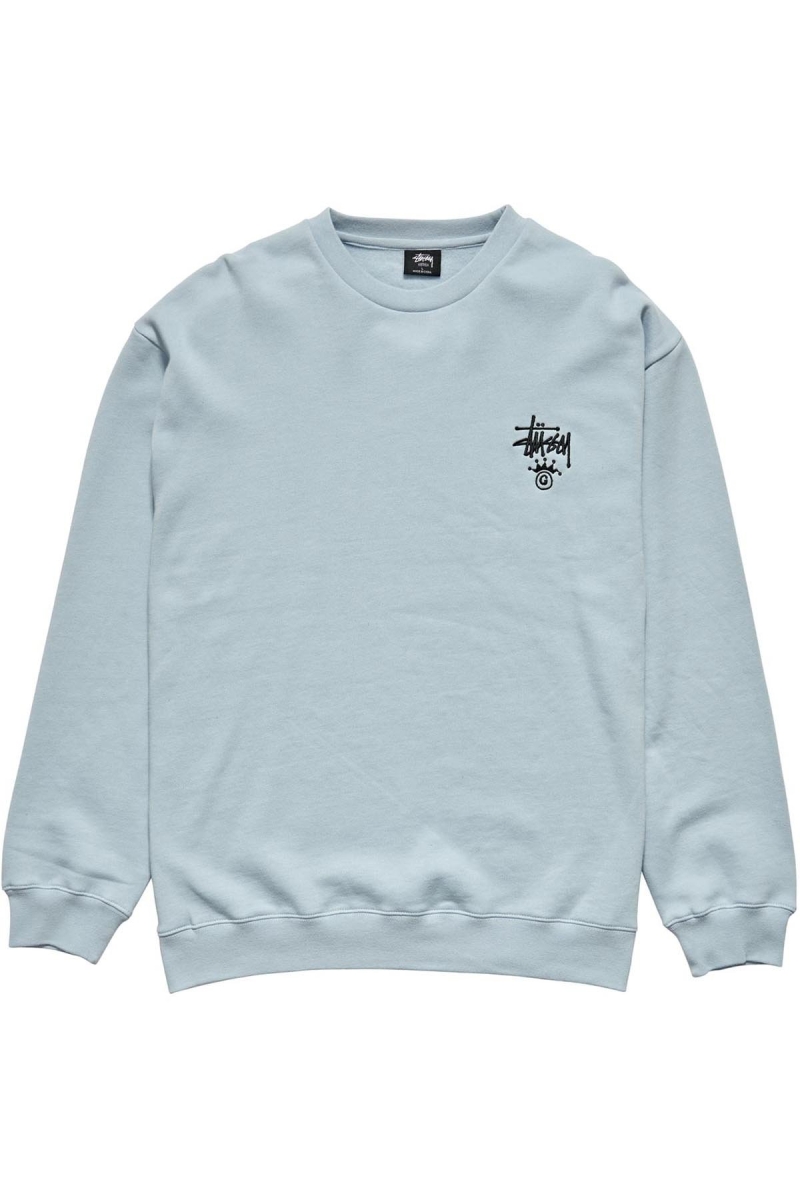 Blue Stussy Copyright Crown Crew Men\'s Sweaters | BFH-925187