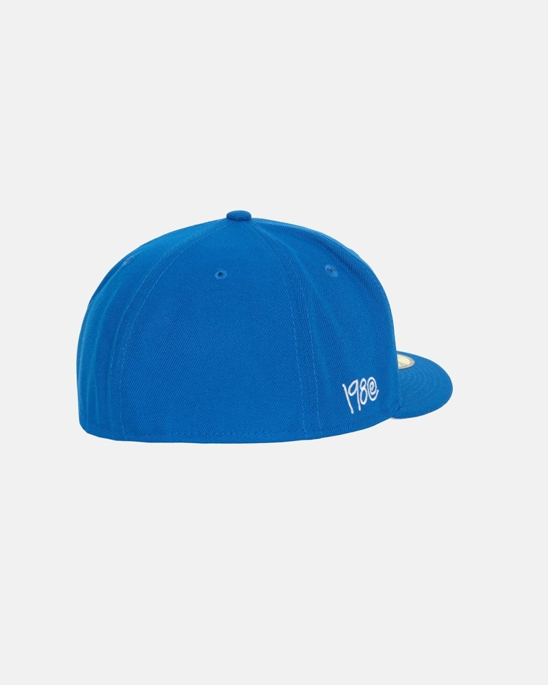 Blue Stussy Curly S 59Fifty New Era Men's Caps | OJQ-278196