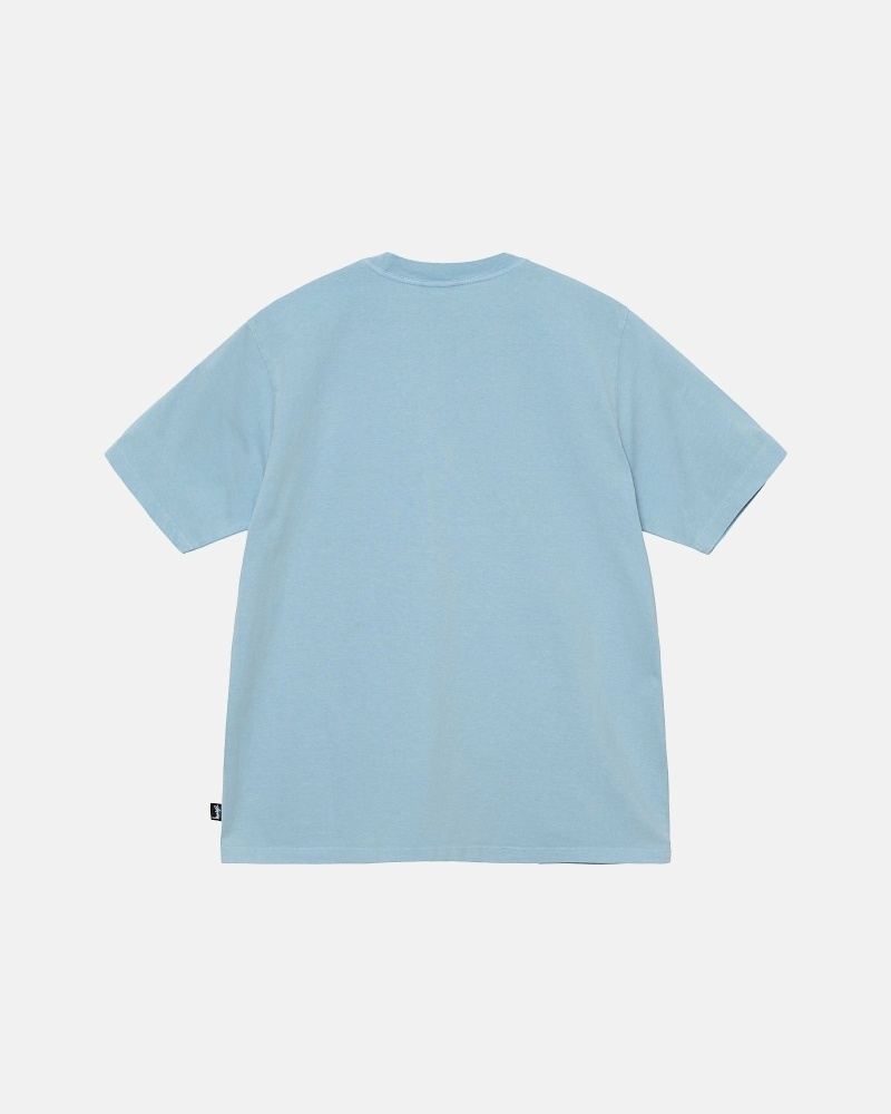 Blue Stussy Heavyweight Pigment Dyed Crew Men's T Shirts | EFB-683045