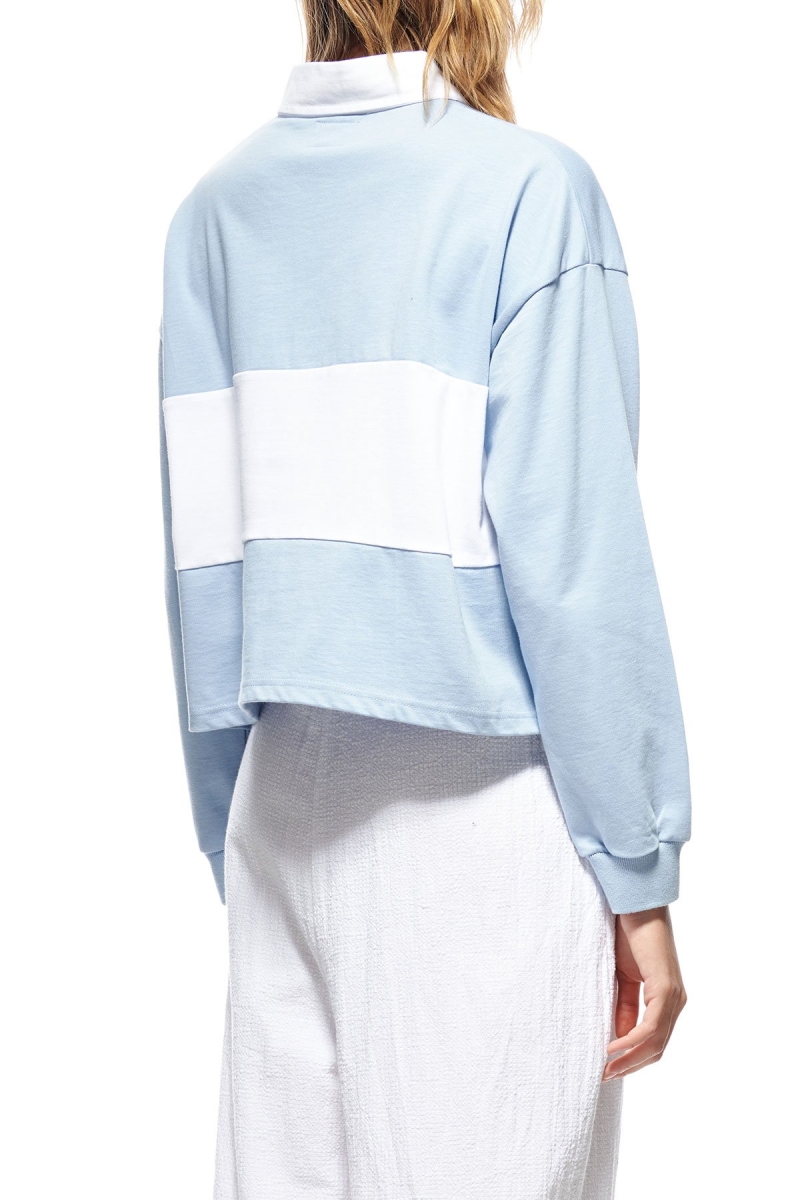 Blue Stussy INT. Panelled Rugby Women's Sweatshirts | HVQ-140567