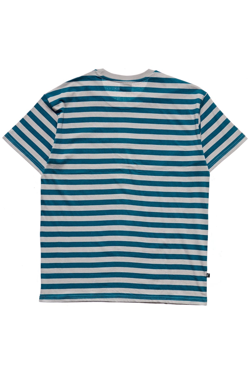 Blue Stussy International Stripe SS Men's T Shirts | XWD-489601