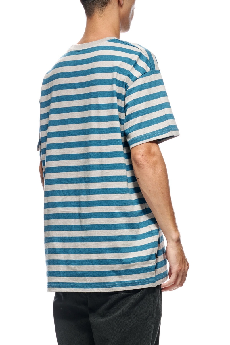 Blue Stussy International Stripe SS Men's T Shirts | XWD-489601